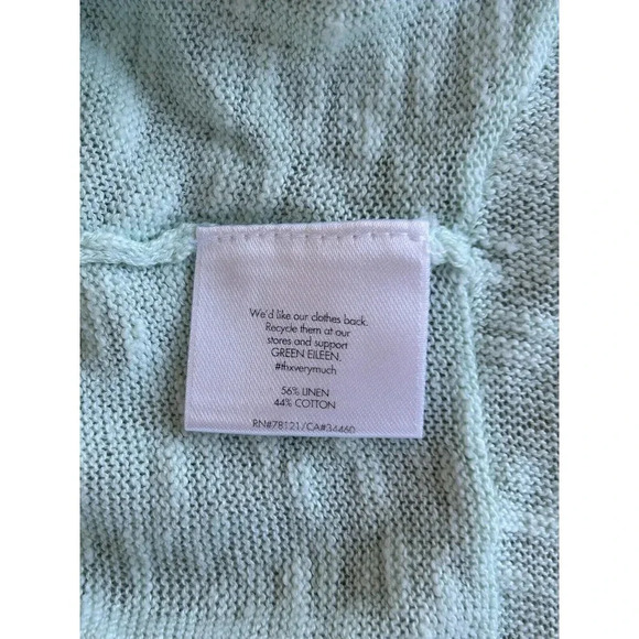 Eileen Fisher Aurora Open Cardigan Linen Cotton Mint Green Blue Shawl Collared S - Picture 4 of 6